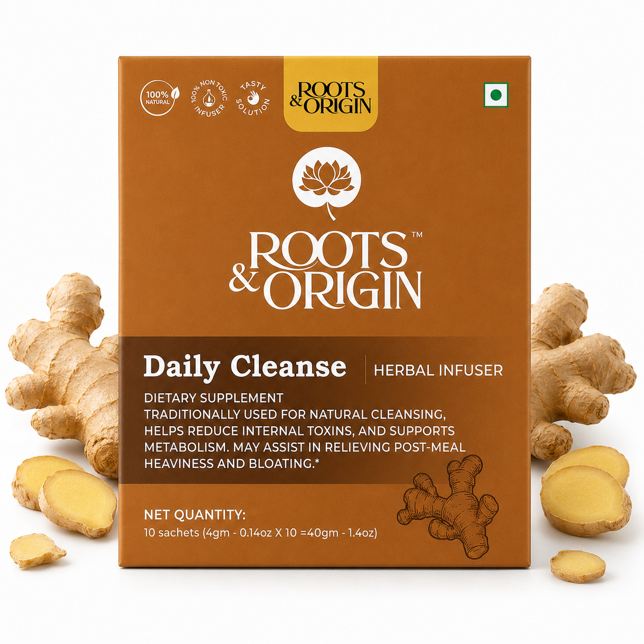 Daily Cleanse Herbal Infuser — Dry Ginger Detox Drink for Everyday Balance