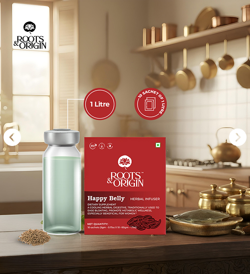 Happy Belly Herbal Infuser — Cooling Jeera Infuser for Digestion, Gut Health & Bloating Relief
