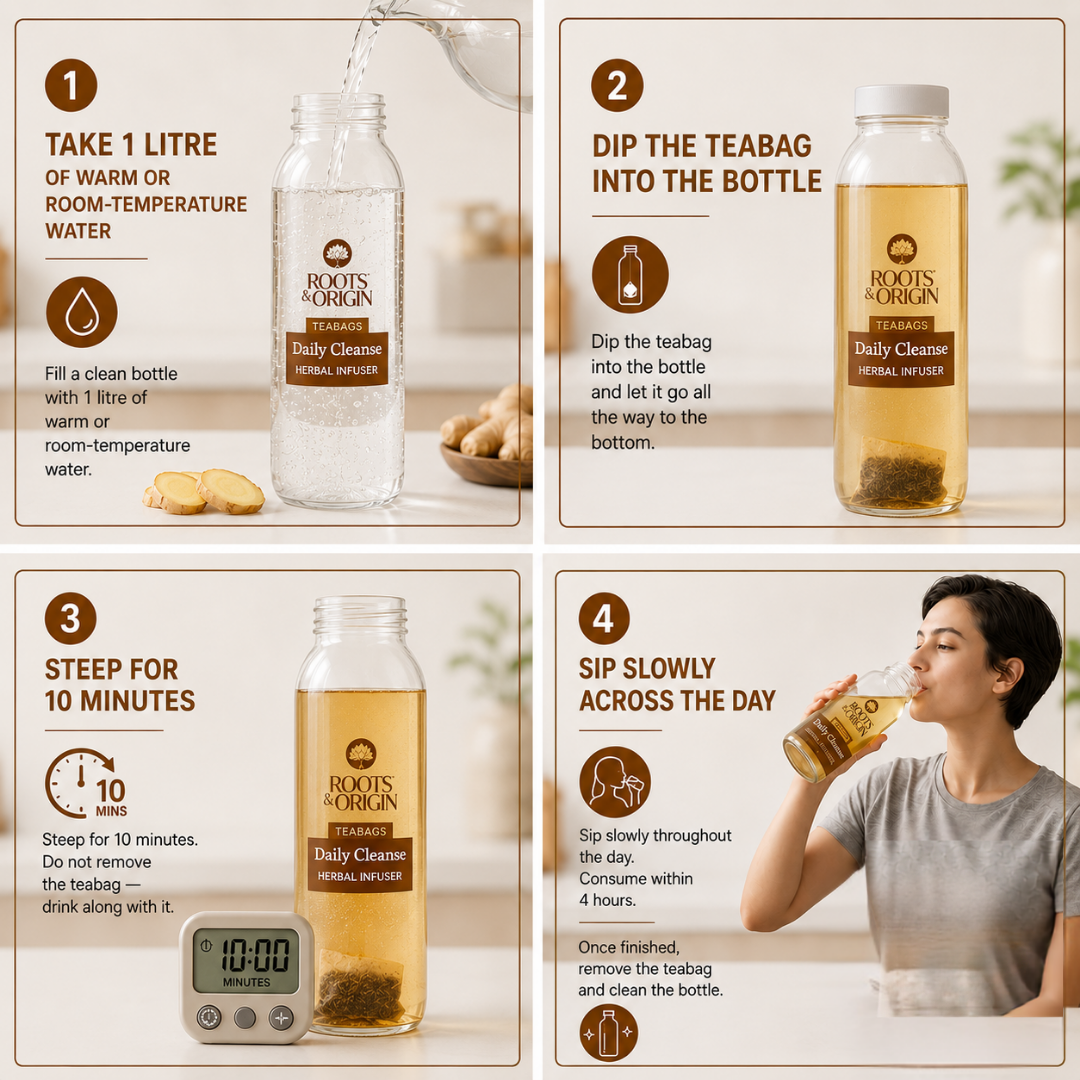 Daily Cleanse Herbal Infuser — Dry Ginger Detox Drink for Everyday Balance